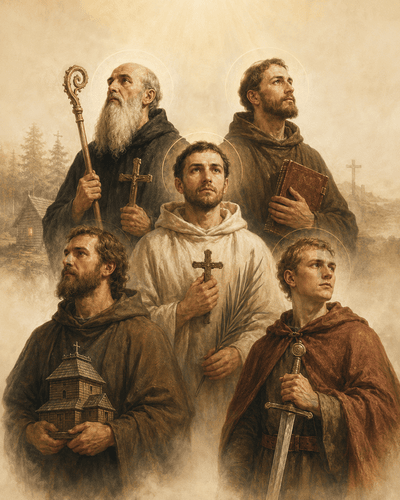 Szent Benedek, Izsák, János, Krisztián és Máté